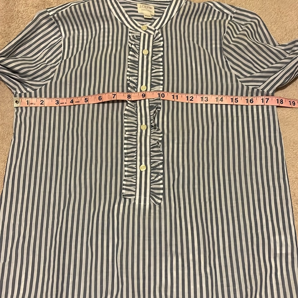 J.Crew Factory Ruffle Front Striped Popover Shirt - Picture 7 of 11